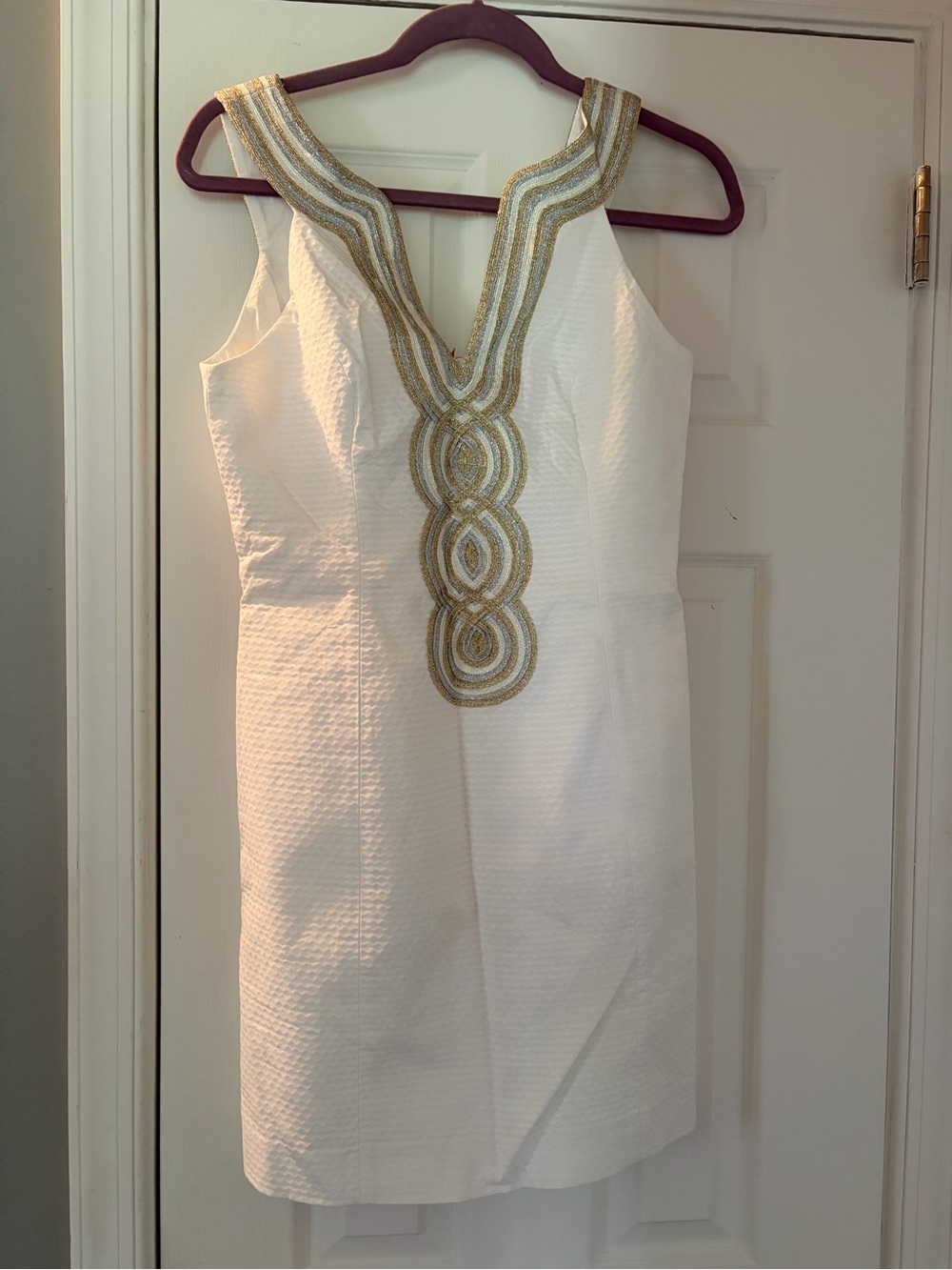 Lilly Pulitzer White Mini Dress with Gold Trim